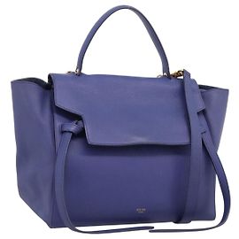 Céline CELINE Belt Bag Sac à main en cuir 2 voies Bleu Doré Autre