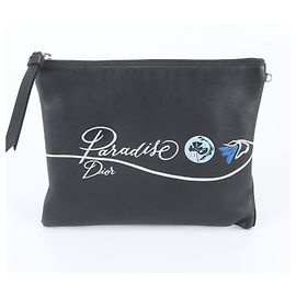 Pochette en cuir noir Christian Dior Noir