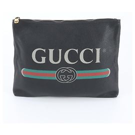 Gucci Portfolio 500981 Leather Clutch Pouch for Men Black