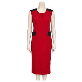 Diane von Furstenberg Jacinta Red Wool Blend Sheath Dress Black Red