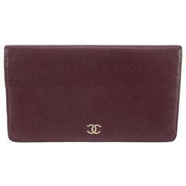 Chanel Coco Mark Lederlanges Portemonnaie Rot Bordeaux