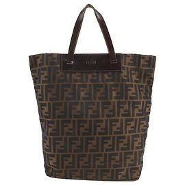 Sac cabas Fendi Zucca en cuir et nylon Marron