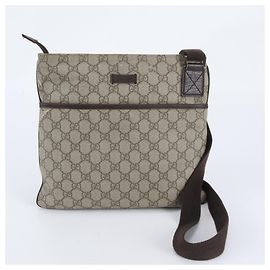 Gucci GG Supreme Leather Messenger Bag Beige