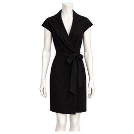 Diane von Furstenberg Black Wool Wrap Dress Black