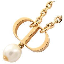 Colar Christian Dior CD Logo Branco Dourado