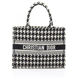 Christian Dior Dior Book Tote Medium Houndstooth Tasche Schwarz Weiß
