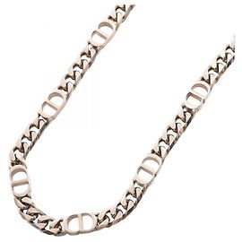 Christian Dior CD Icon Chain Link Necklace Silvery