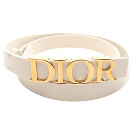 Cinturón de cuero Christian Dior Dior D-Dream con herrajes dorados Blanco