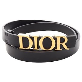 Christian Dior D-Dream Ledergürtel mit goldfarbenen Details Schwarz