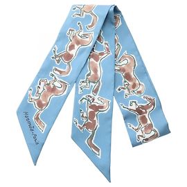 Hermès Lenço Hermes Twilly CHEVAUX EN LIBERTE Azul Multicor
