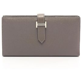Hermès Portafoglio lungo bi-fold Hermes Bearn Soufflé Grimeyer Marrone