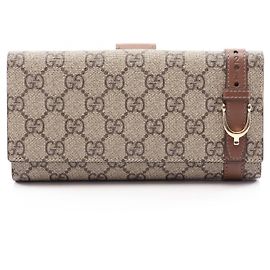 Portefeuille long bi-fold Gucci GG Imprimé Marron Beige