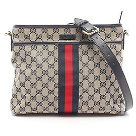 Sac à épaule Gucci Sherry Line GG Canvas Écru Bleu Marine
