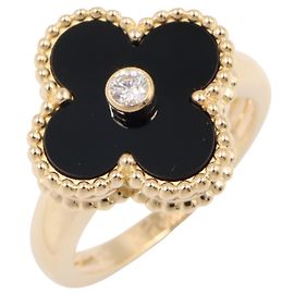 Anillo Van Cleef & Arpels Vintage Alhambra Onyx 1PD Negro Dorado Otro