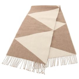 Hermès Hermes Casaque Zigzag Kaschmir-Stola Weiß Beige