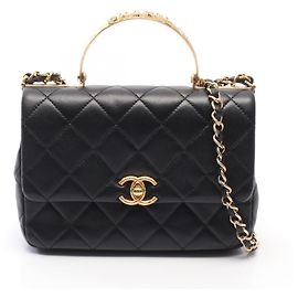 Bolsa de Ombro 2-Way Chanel Matelassé com Alça de Mão Preto