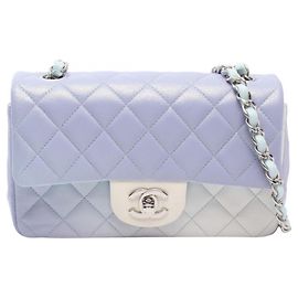 Sac à épaule Chanel Mini Matelassé 20 Blanc Bleu Violet