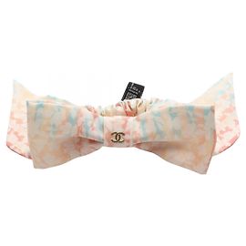 Scrunchie Chanel Coco Mark Floral Ribbon Branco Multicor