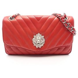 Chanel Chevron V-stitch Lion Shoulder Bag Red