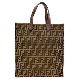 Fendi Zucca Pattern Canvas Tote Bag for Women Brown