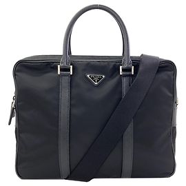 Borsa business 2-way Prada con logo hardware Nero