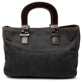 Fendi Twins Tote aus blauem Denim Blau Marineblau