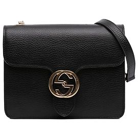 Gucci Sac crossbody Interlocking G en cuir de veau Dollar Small noir Noir