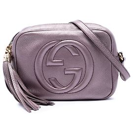 Bolsa Tiracolo Soho Disco Gucci em couro metálico roxo Roxo