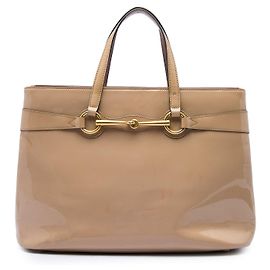 Borsa Satchel Gucci Bright Bit in vernice beige Beige