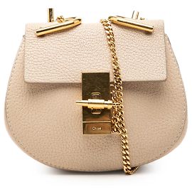 Chloé Borsa a tracolla Drew Nano in pelle di vitello grana marrone Marrone Beige