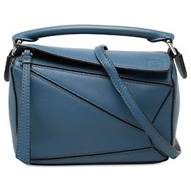 Bolso Puzzle Mini de piel de ternera azul LOEWE Azul