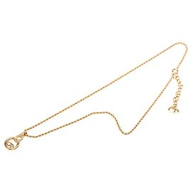 Autre Marque Dior Gold Gold Plated CD Logo Pendant Necklace Golden