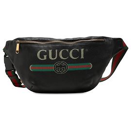 Borsa cintura Gucci in pelle nera con logo Web Nero