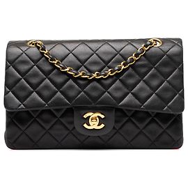 Chanel Black Medium Classic Lambskin Double Flap Schwarz