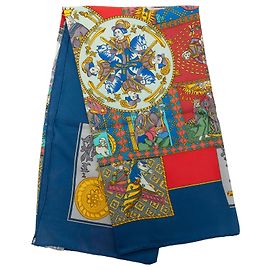 Hermès Blue Le Tarot Seidentuch 90 Blau