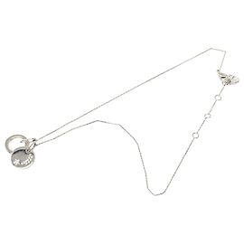 Autre Marque Dior Silver Brass and Strass Double Pendant Charm Necklace Silvery