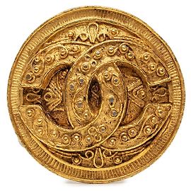 Chanel Coco Mark Vintage Gold Brooch Golden
