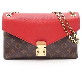 Bolsa de Ombro Louis Vuitton Pallas Chain Monogram Cerise Marrom Vermelho Fuschia Monograma