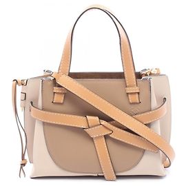 Mini Borsa 2-Way Loewe Gate con manico superiore Marrone Beige