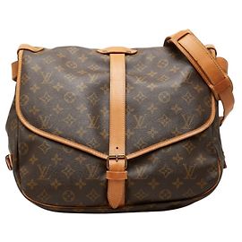 Bolso bandolera Louis Vuitton Monogram Saumur 35 Castaño