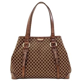 Céline Bolso Tote Celine de lona con estampado Macadam Marrón oscuro
