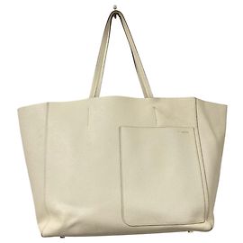 Borsa Tote Valextra in pelle morbida, colore Ivory Crudo
