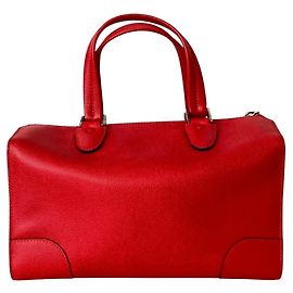 Valextra Babila Leder Boston Bag Rot