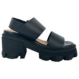 Ganni Cleated High-Heel Sandals in Black Leather Other Python print