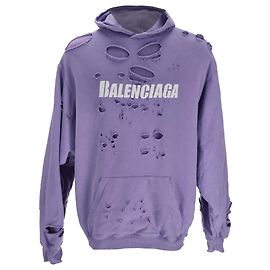 Balenciaga Caps Destroyed Oversize Fit Hoodie aus lila Baumwolle Lila