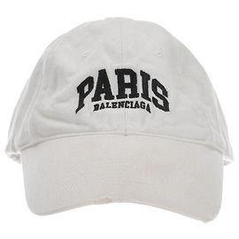 Gorra de béisbol Balenciaga Paris bordada en algodón blanco Blanco Crudo