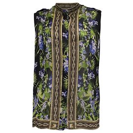 Givenchy Tropical Floral & Geometric Print Sleeveless Blouse in Multicolor Silk  Multiple colors
