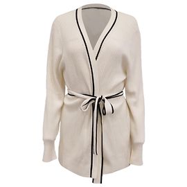 Cárdigan Hugo Boss de lana blanca con cinturón de punto Blanco