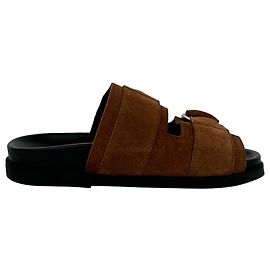 Sandales mules à double bride Ganni en daim marron Marron Rouge