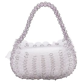 Bolsa de Ombro Mini Mess bicolor Paco Rabanne em acrílico branco Branco Cru